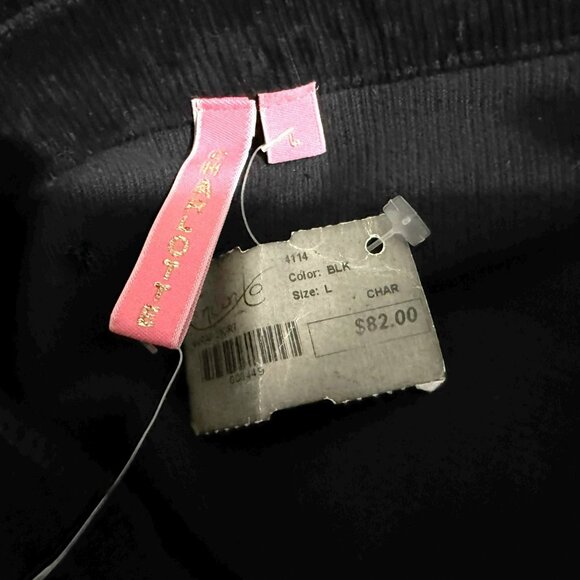 Black Corduroy Wrap Mini Skirt Charlotte Sz Large Crystal Button Stretch $82 NEW - Picture 4 of 6